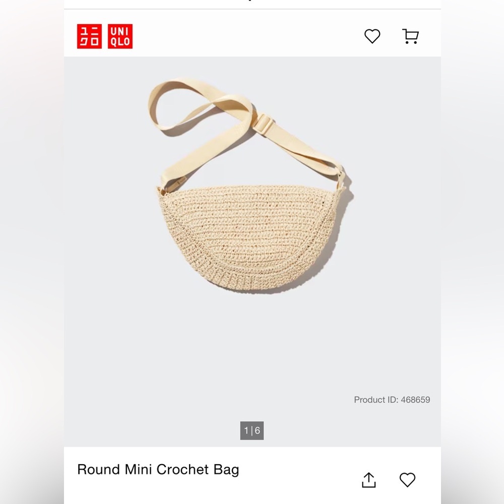 Uniqlo Round Mini Crochet Bag - Natural NWT